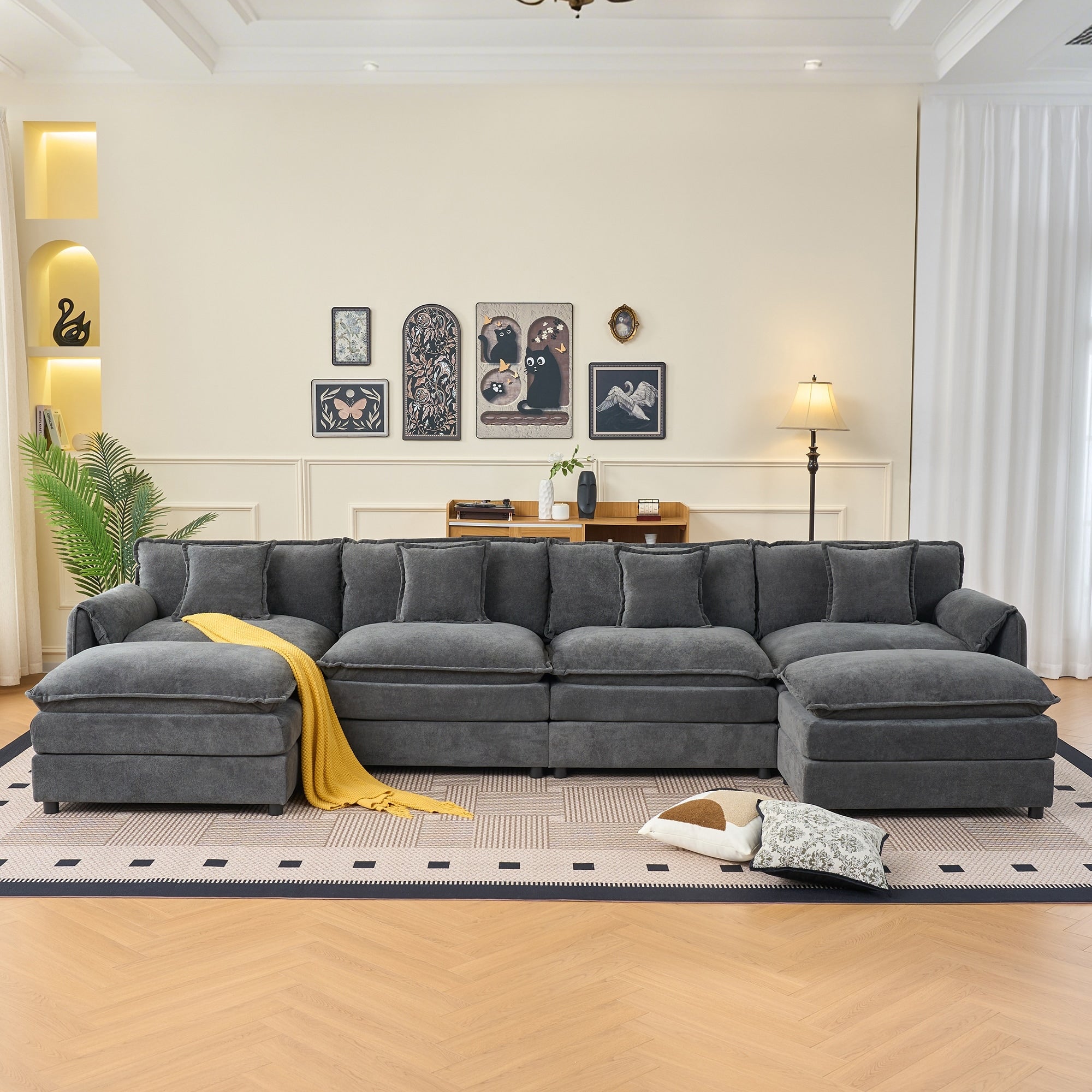 Modular Sectional Sofa Oversized Deep Seat U Shaped Couch Set Comfy Cloud Couches With 2 Ottomans