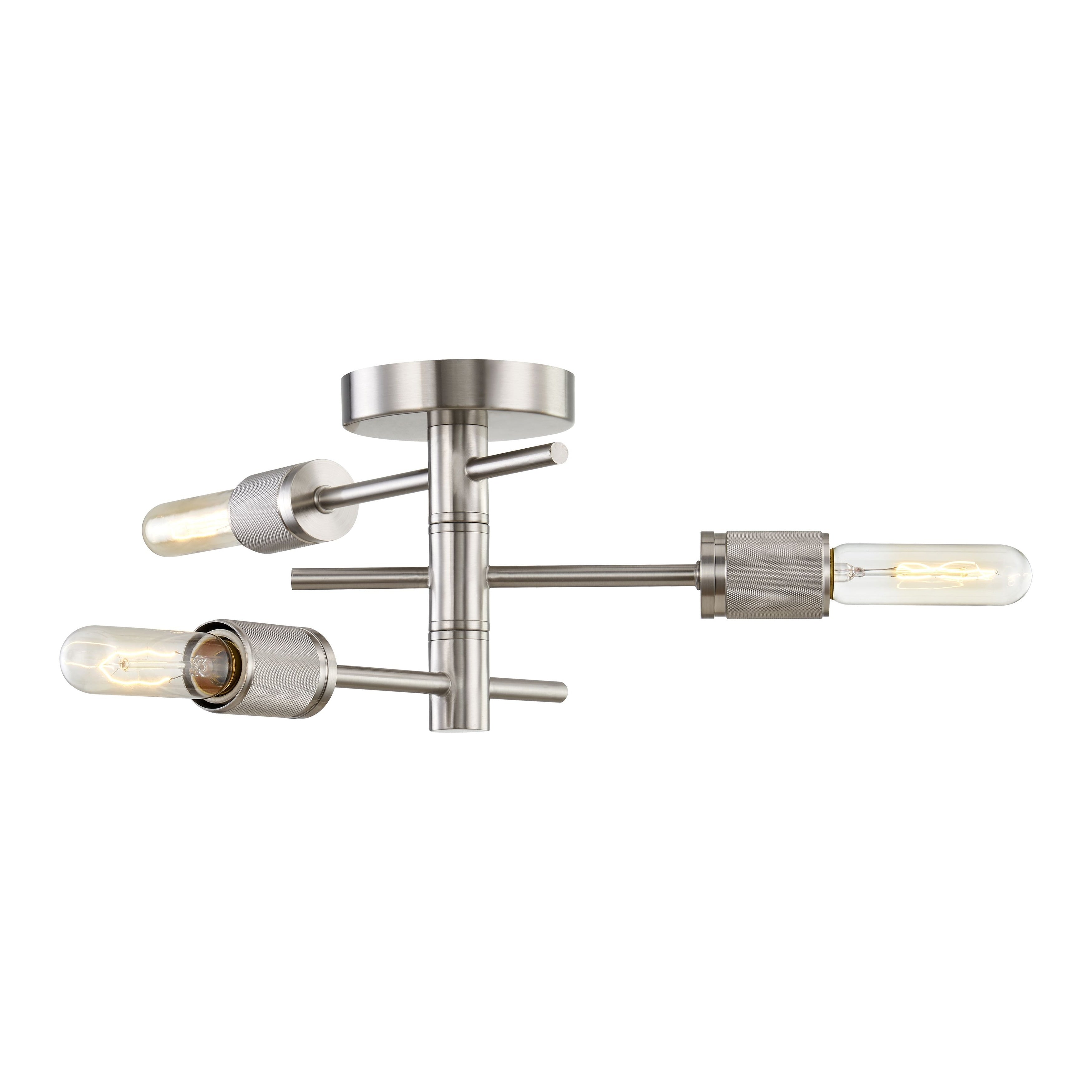 Module 15 Wide 3 Light Semi Flush Mount Satin Nickel 15 Inch W
