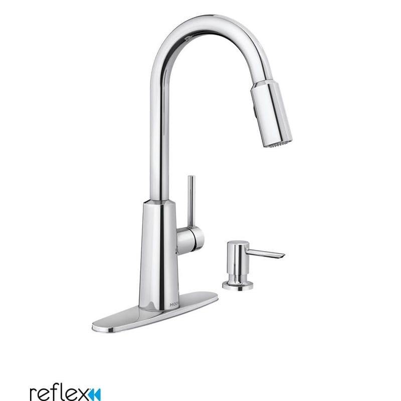 Moen 87066 Pullout Spray High Arc Kitchen Faucet With Soap Dispenser And Reflex Technology