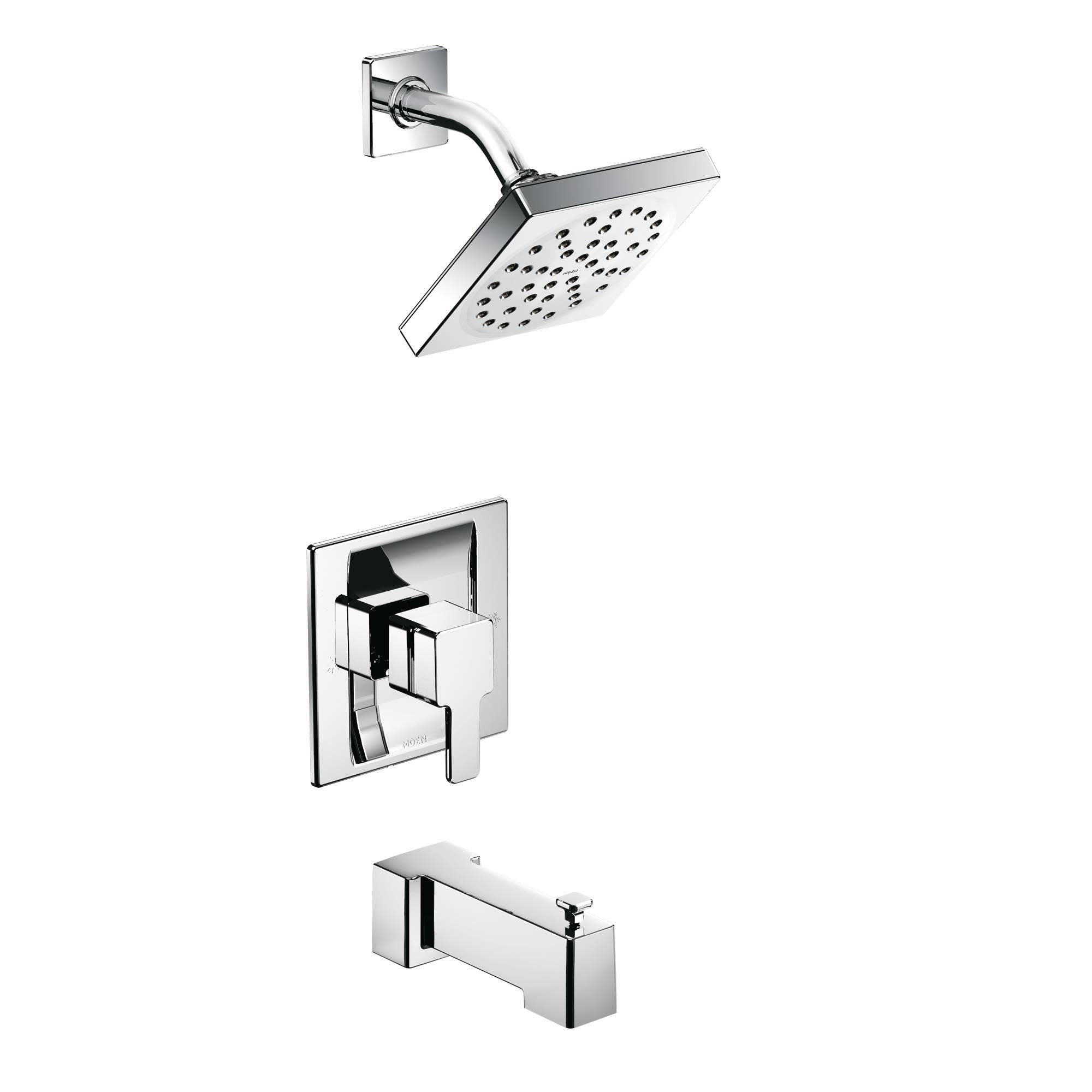 Moen Ts2713 Posi Temp Pressure Balanced Tub And Shower Trim With 2.5 Gpm Shower Head And Tub Spout From The 90 Degree Collection