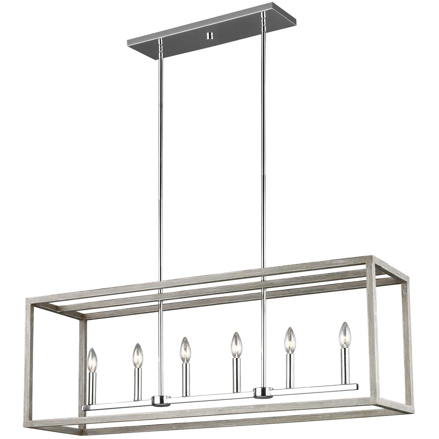 Sea Gull Moffet Street Washed Pine And Chrome Led Island Pendant
