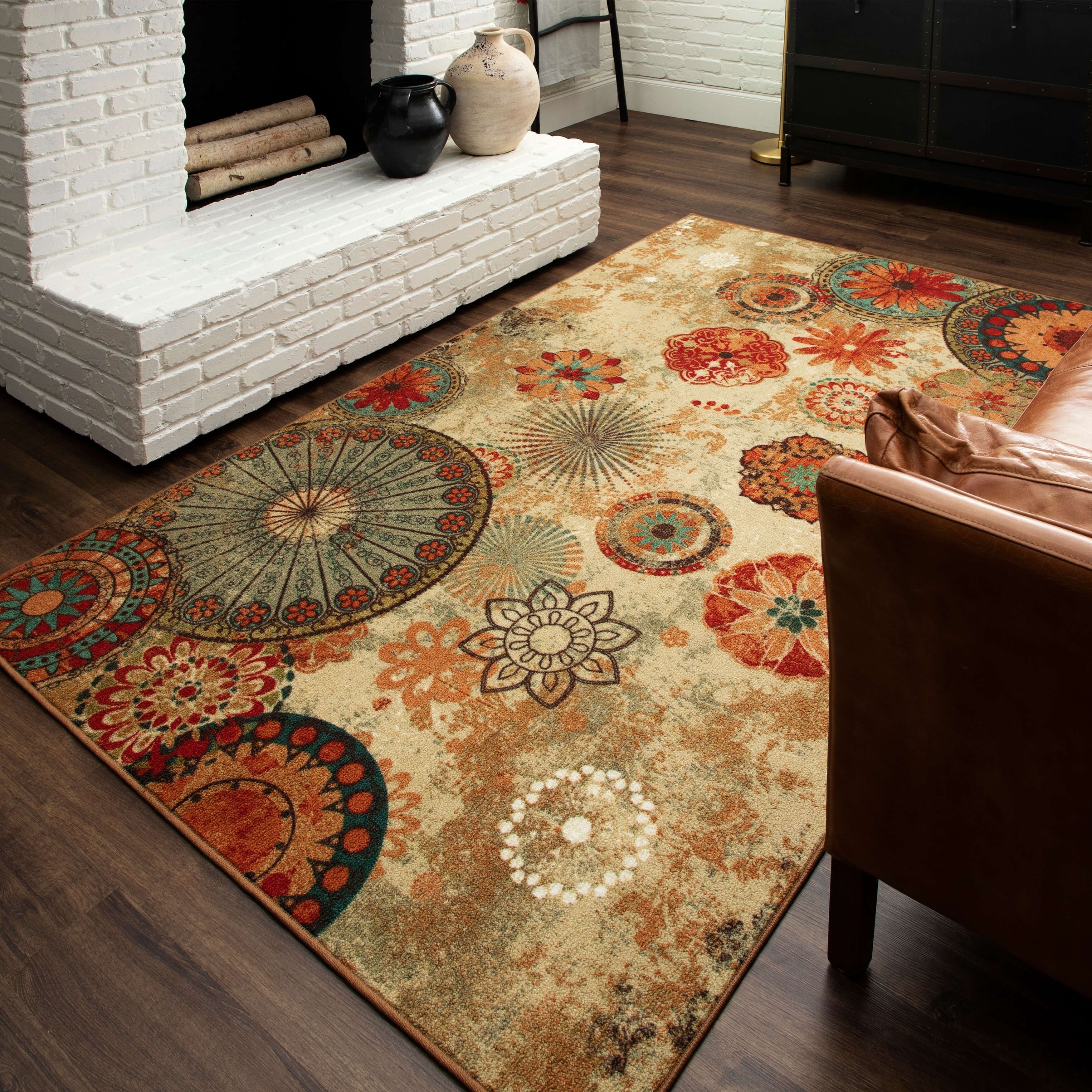 Porch Den Park Circle Bexley Indoor Outdoor Printed Medallion Rug 5 X 8