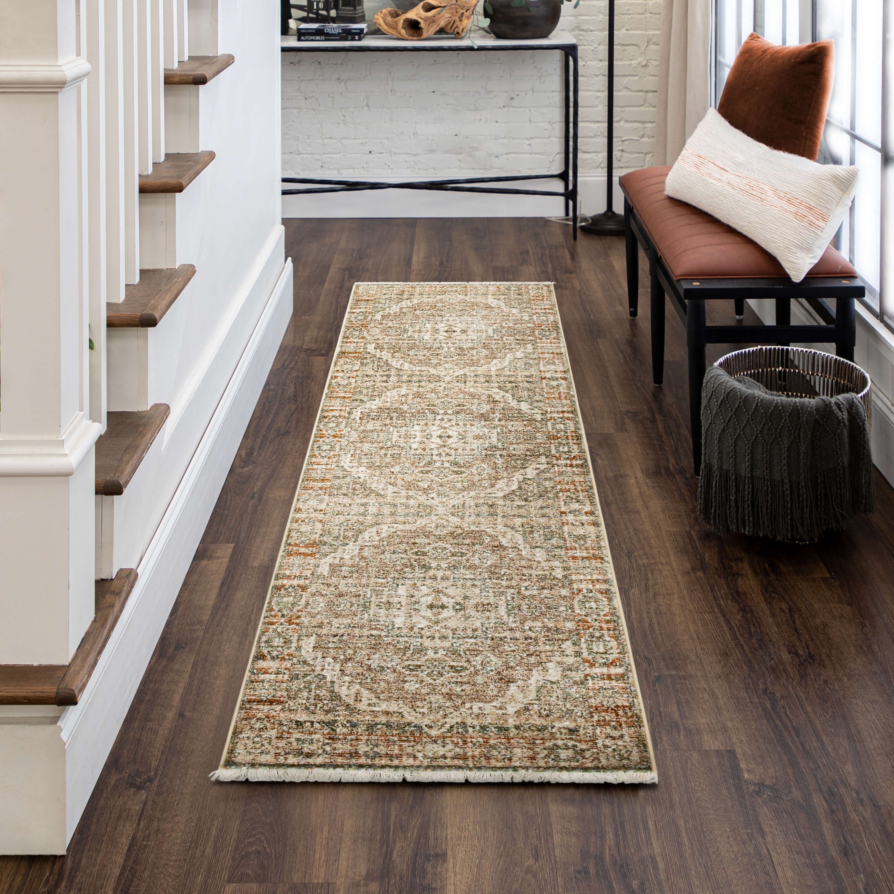Mohawk Home Annabel Green Orange Traditional Area Rug