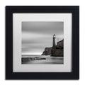 Moises Levy Morro Lighthouse White Matte Black Framed Canvas Wall Art White Matte Black Frame