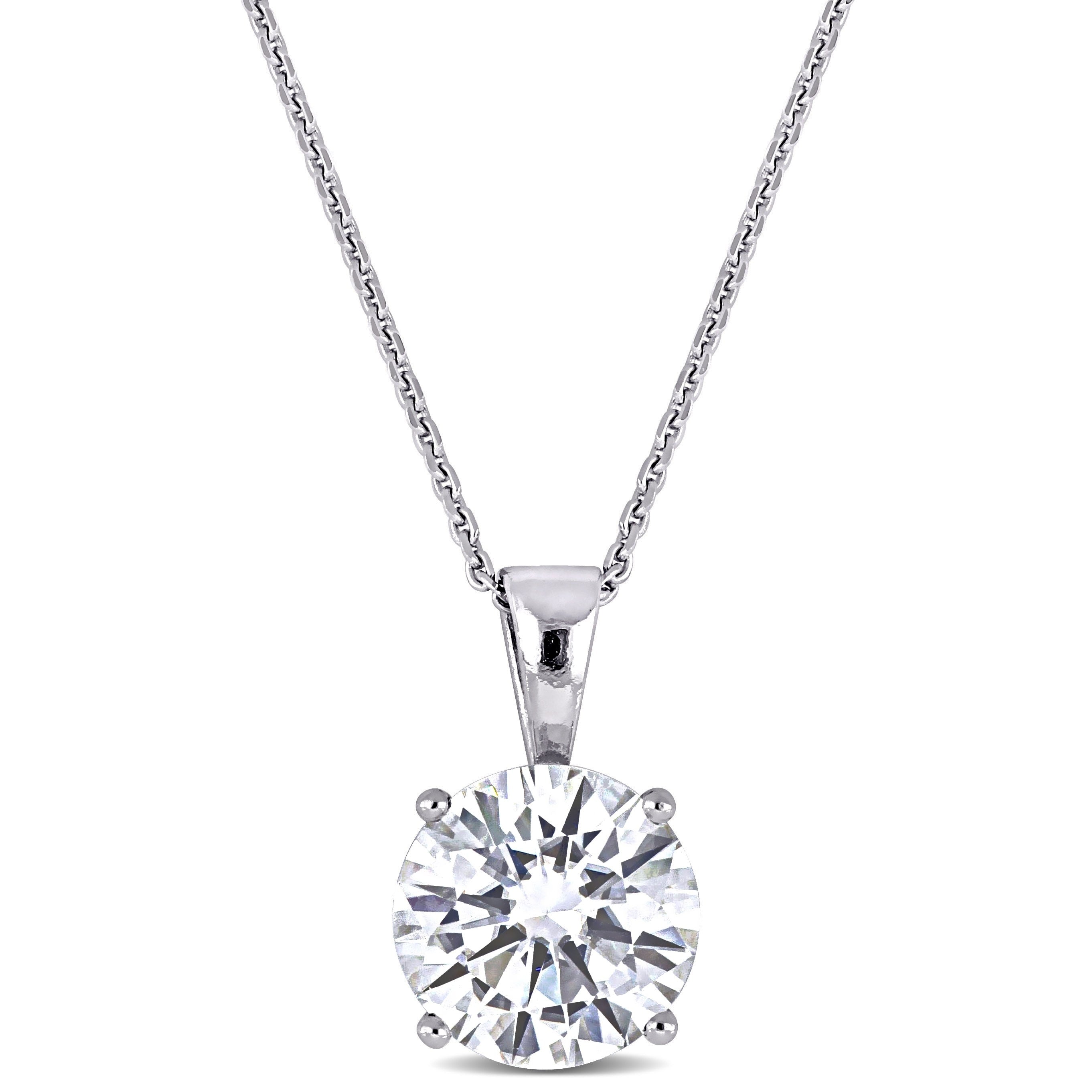 Moissanite By Miadora 14K White Gold 2Ct Tgw Moissanite Solitaire Necklace