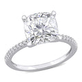 Moissanite By Miadora 14K White Gold Cushion Cut Moissanite 1 10Ct Tdw Diamond Engagement Ring