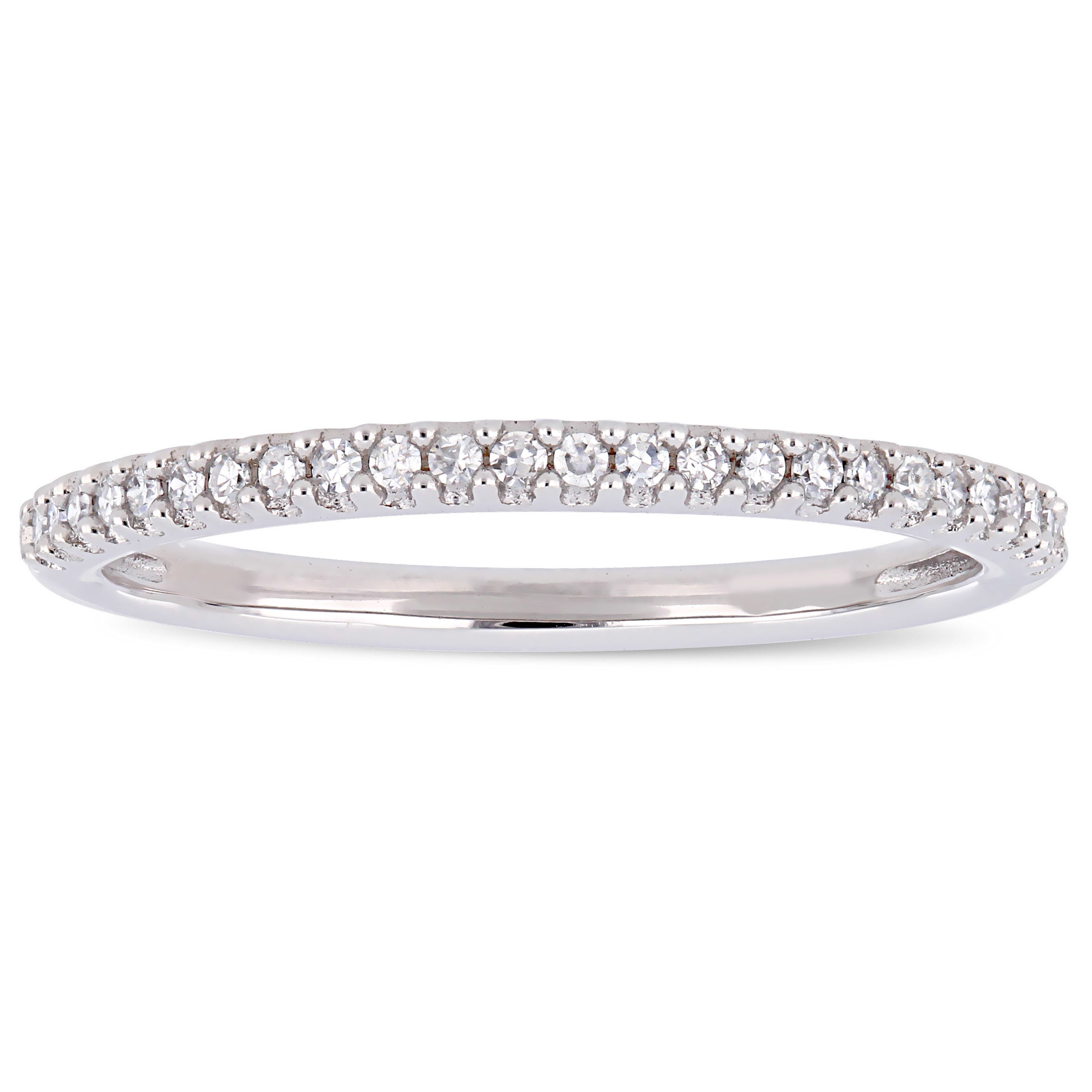 Moissanite By Miadora Signature Collection 14K White Gold 1 8Ct Tdw Diamond Stackable Semi Eternity Wedding Band