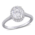 Moissanite By Miadora Signature Collection 14K White Gold 2Ct Tgw Moissanite And 1 4Ct Tdw Diamond Double Halo Engagement Ring
