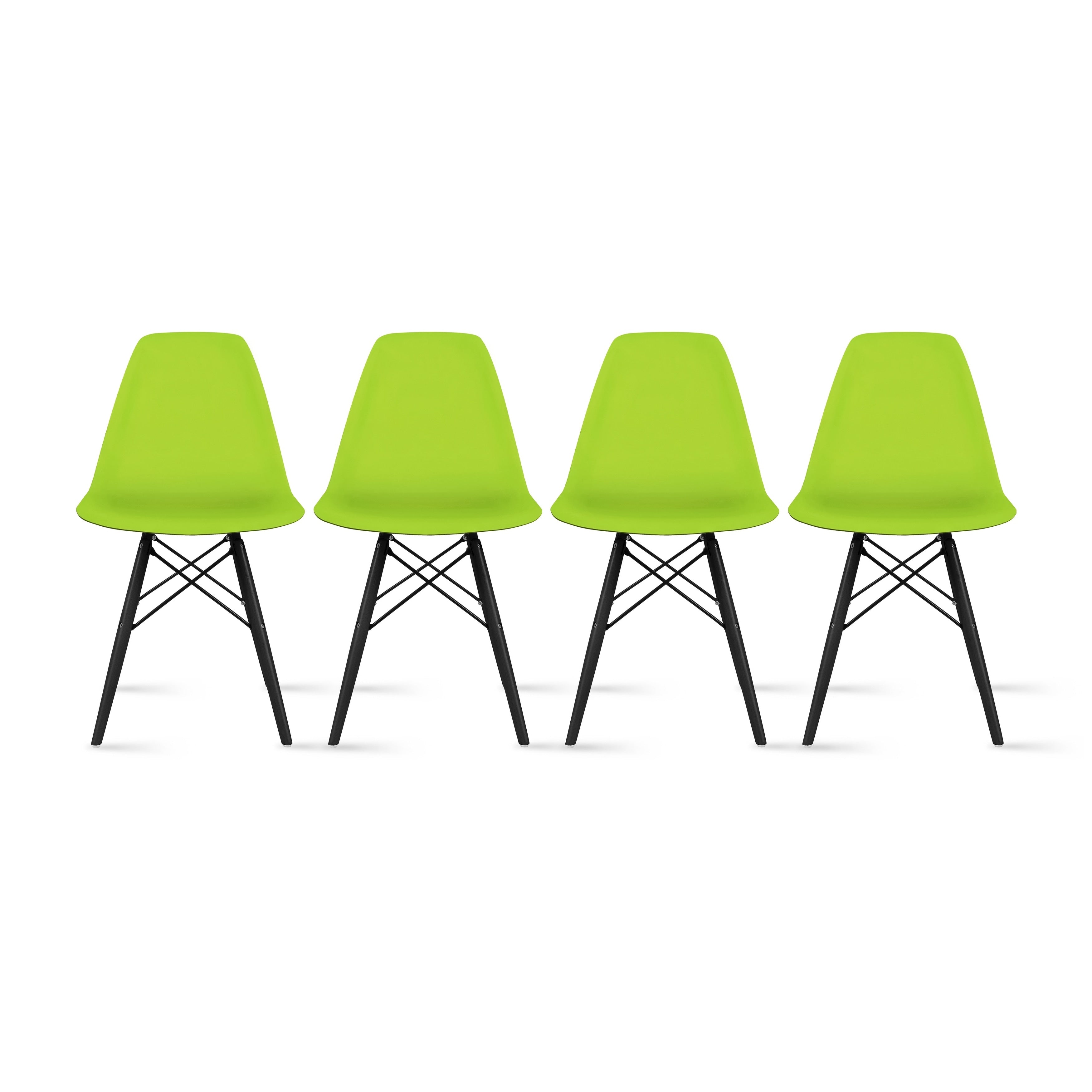 2Xhome Set Of 4 Modern Plastic Side Armless Kitchen Dining Chairs Light Wood Natural Desk Patio Home Office