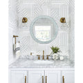 Decor Wonderland Molten Silvertone Glass Metal Round Bathroom Mirror