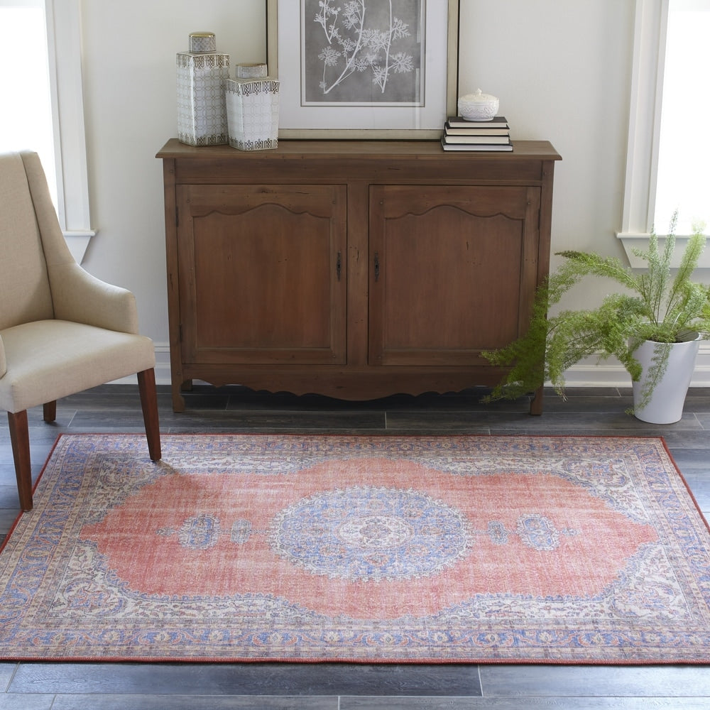 Momeni Afshar Machine Made Polyester Red Area Rug 76 X 96