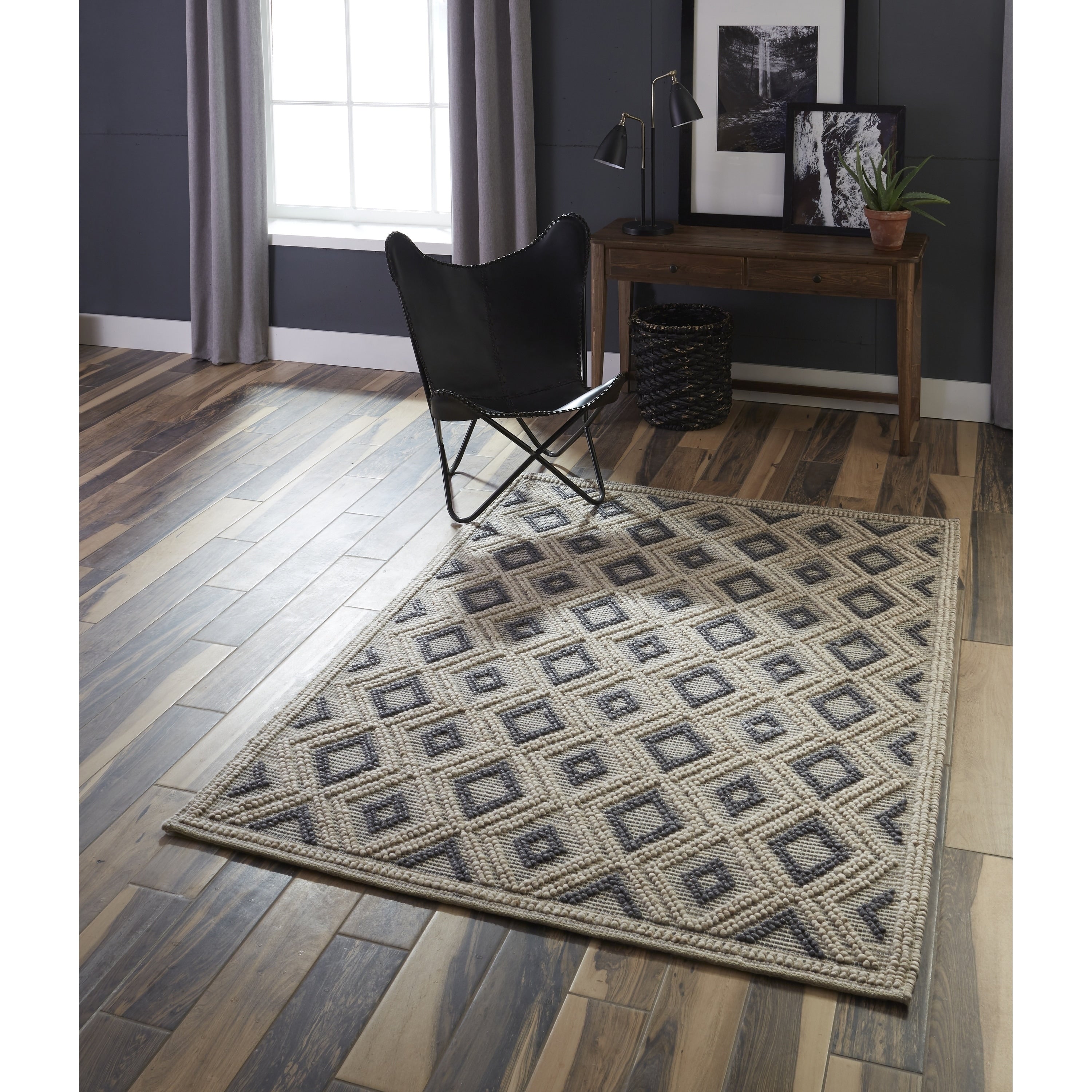 Momeni Andes Hand Woven Viscose And Wool Beige Area Rug 5 X 7
