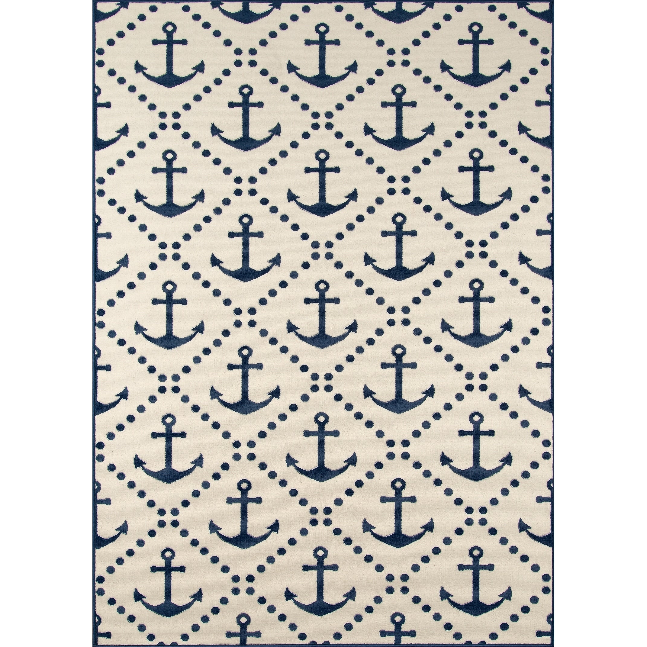 Momeni Baja Anchors Blue Indoor Outdoor Area Rug 53 X 76