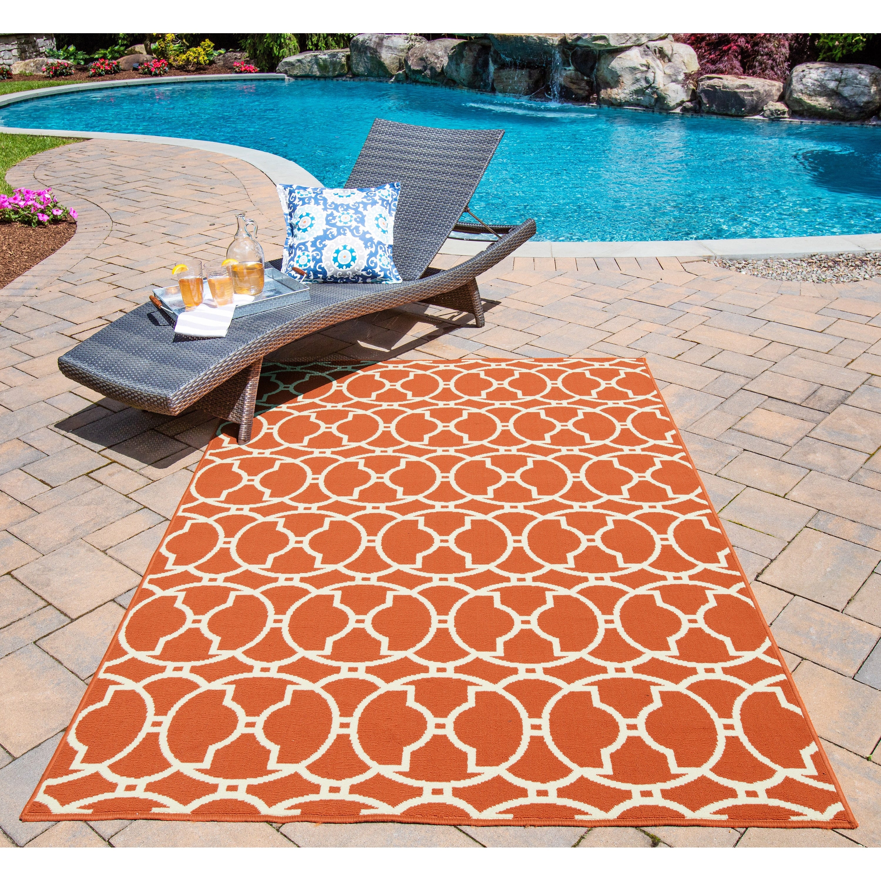 Momeni Baja Moroccan Tile Orange Indoor Outdoor Area Rug
