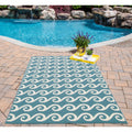 Momeni Baja Waves Blue Indoor Outdoor Area Rug 53 X 76
