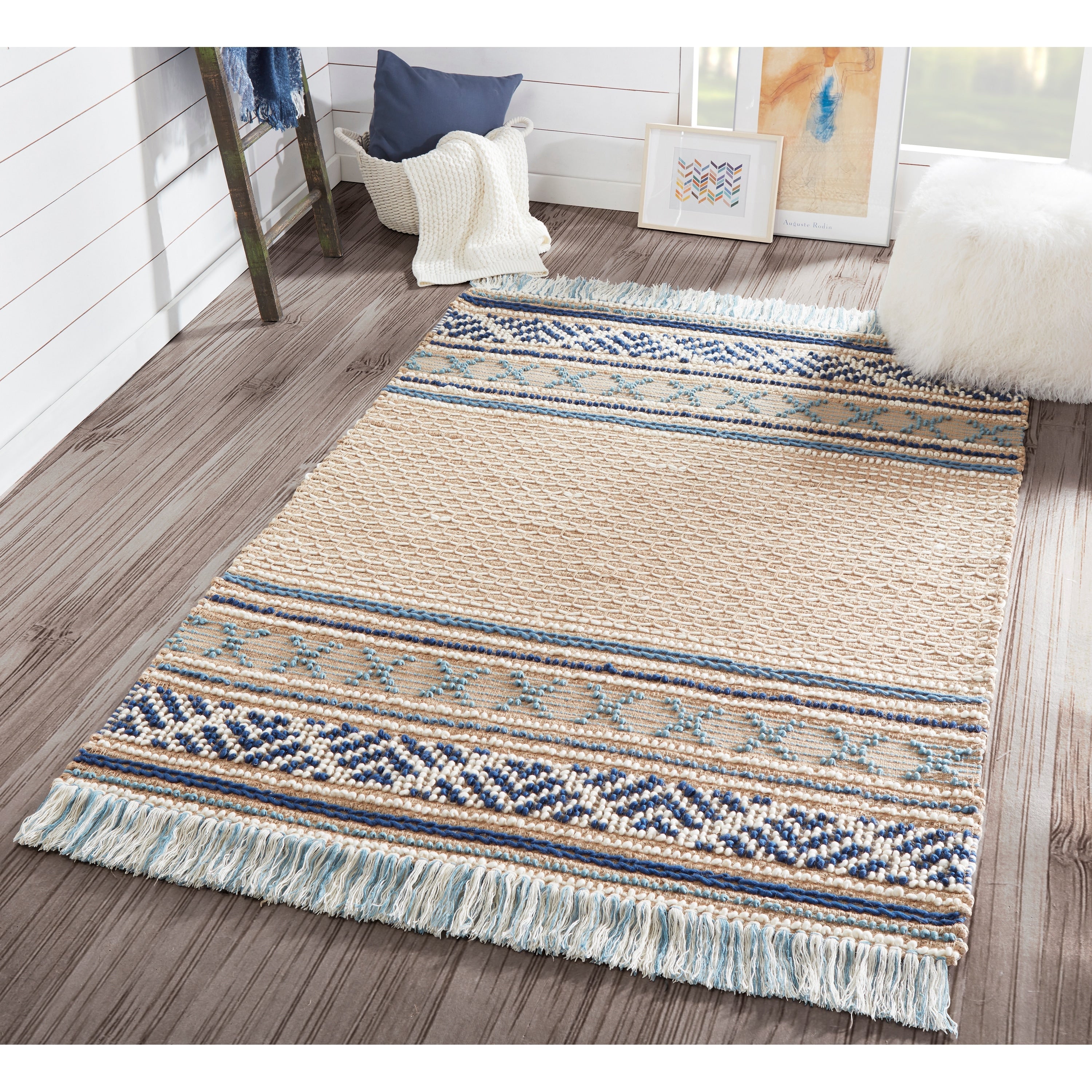 Momeni Esme Wool And Cotton Hand Made Blue Area Rug