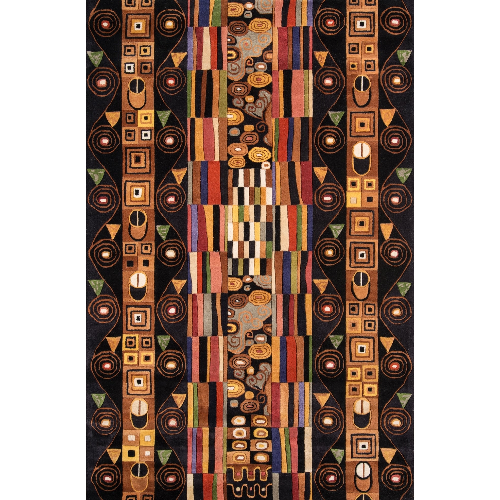 Momeni New Wave Black Hand Tufted And Hand Carved Wool Rug 53 X 8