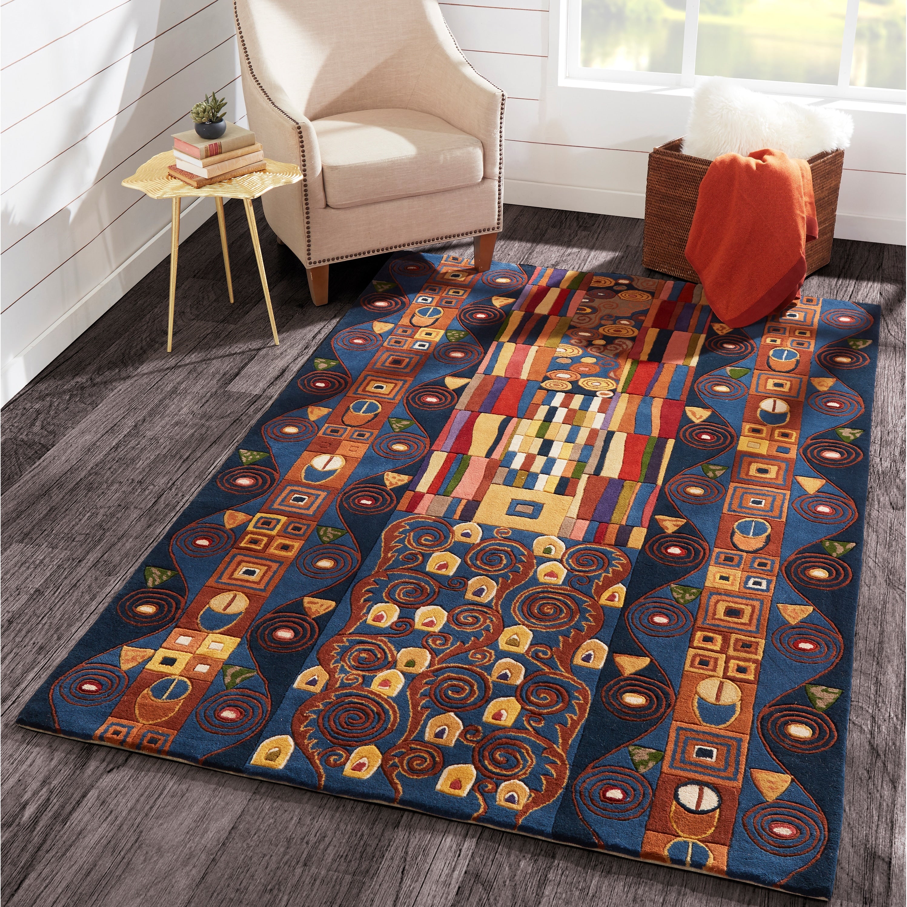 Momeni New Wave Blue Hand Tufted And Hand Carved Wool Rug 53 X 8