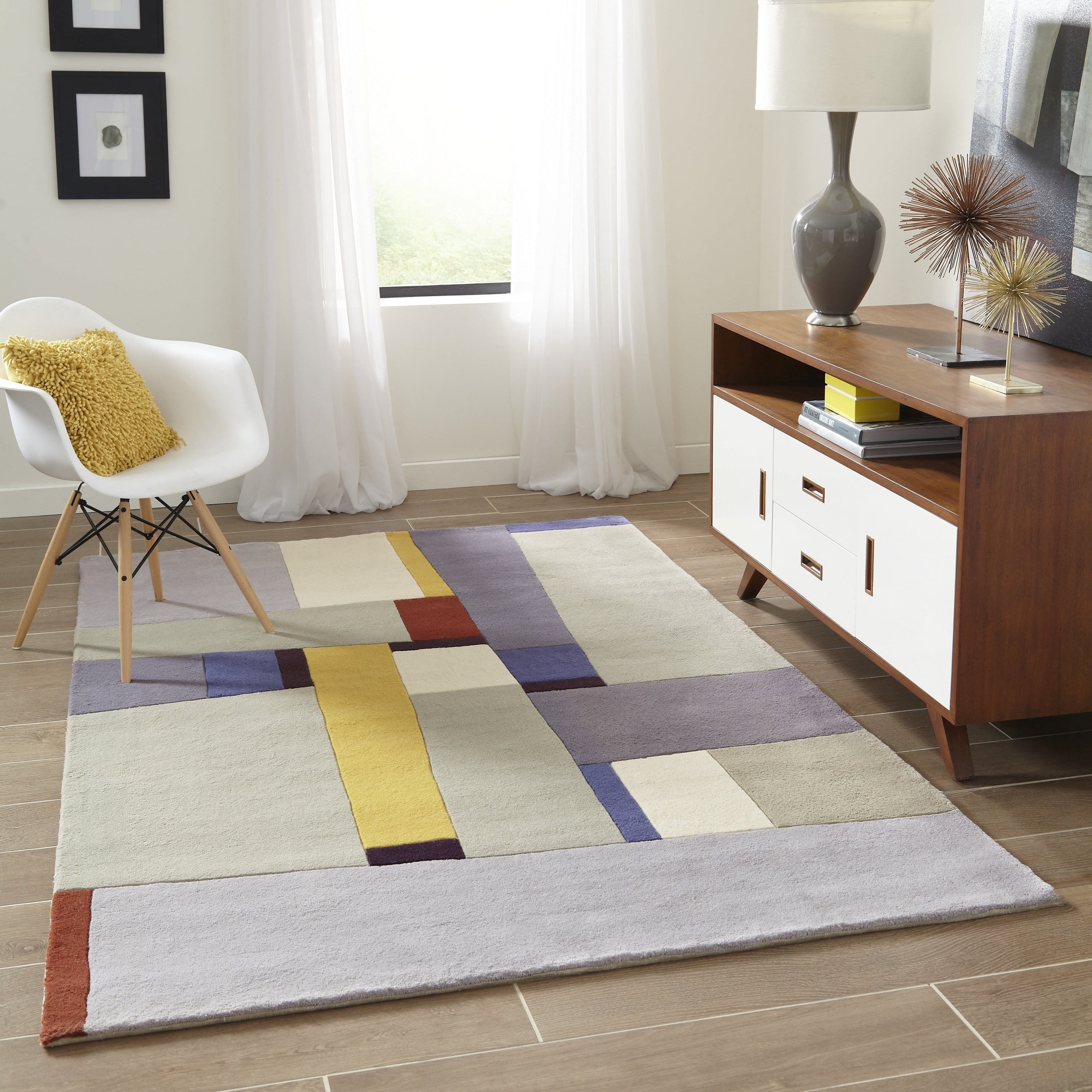 Momeni New Wave Grey Hand Tufted And Hand Carved Wool Rug 53 X 8