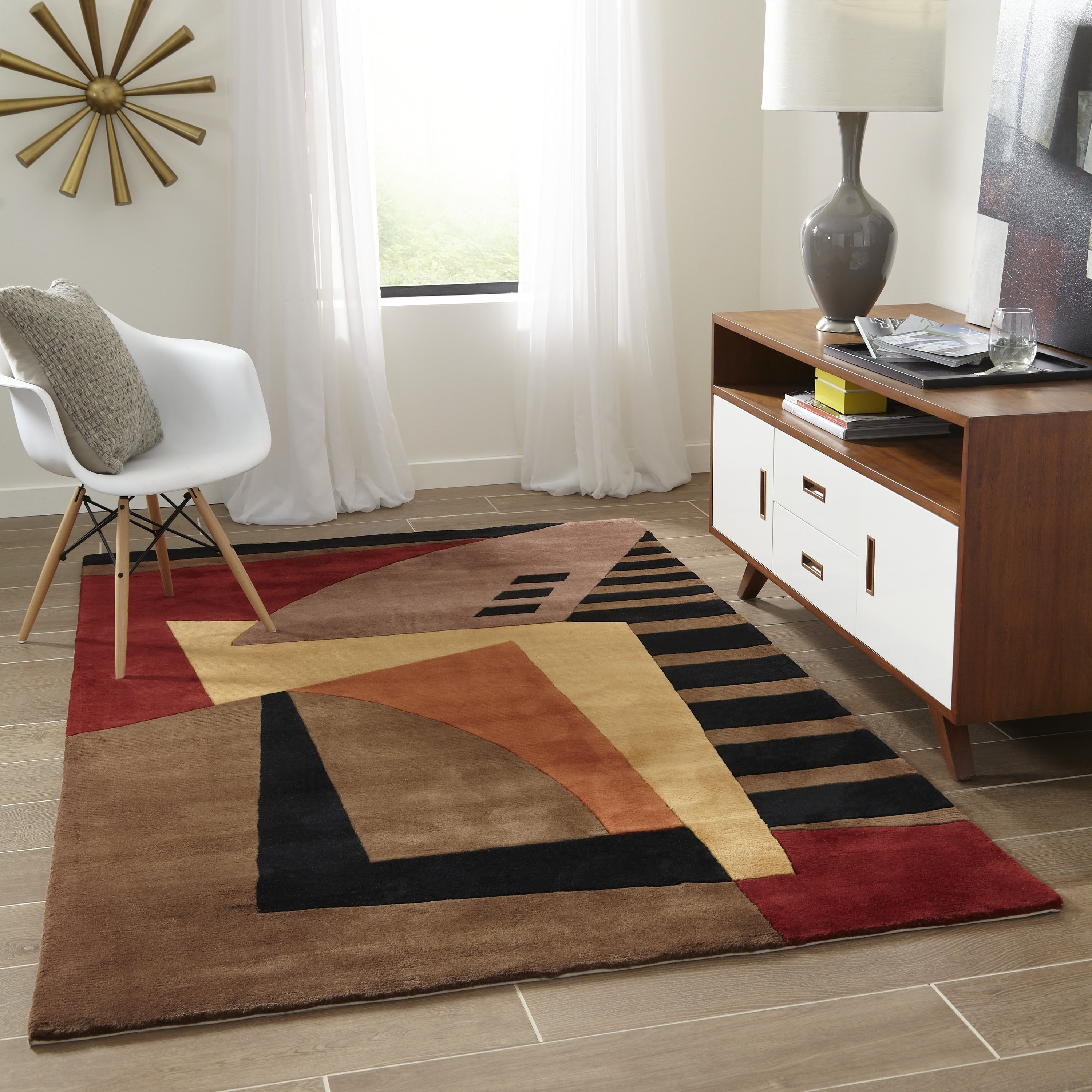 Momeni New Wave Black Hand Tufted And Hand Carved Wool Rug 76 X 96