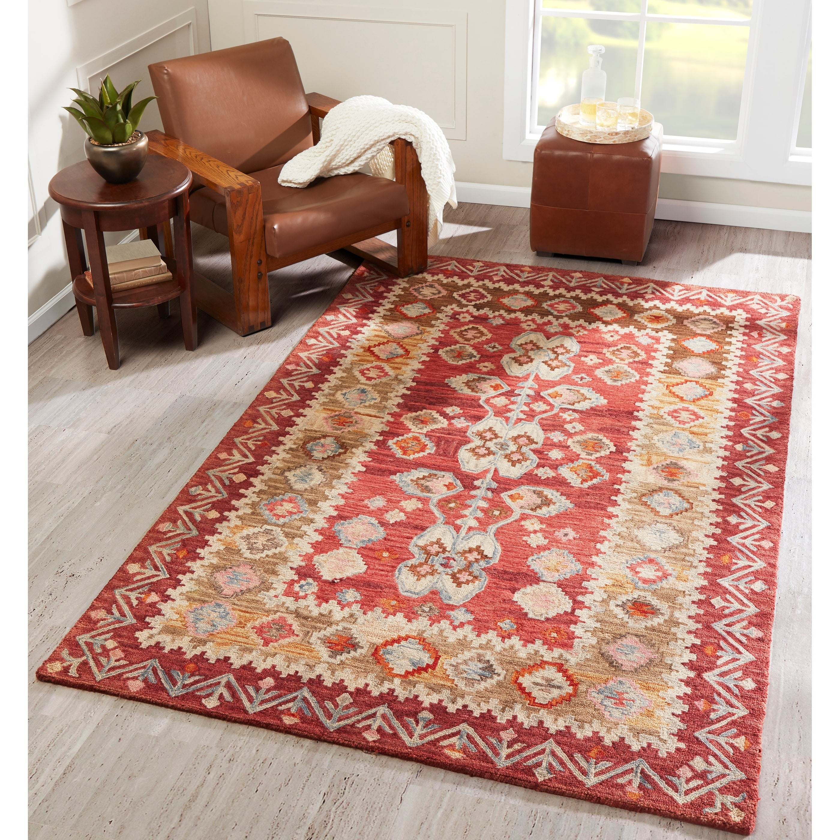 Momeni Tangier Red Hand Tufted Wool Rug 76 X 96