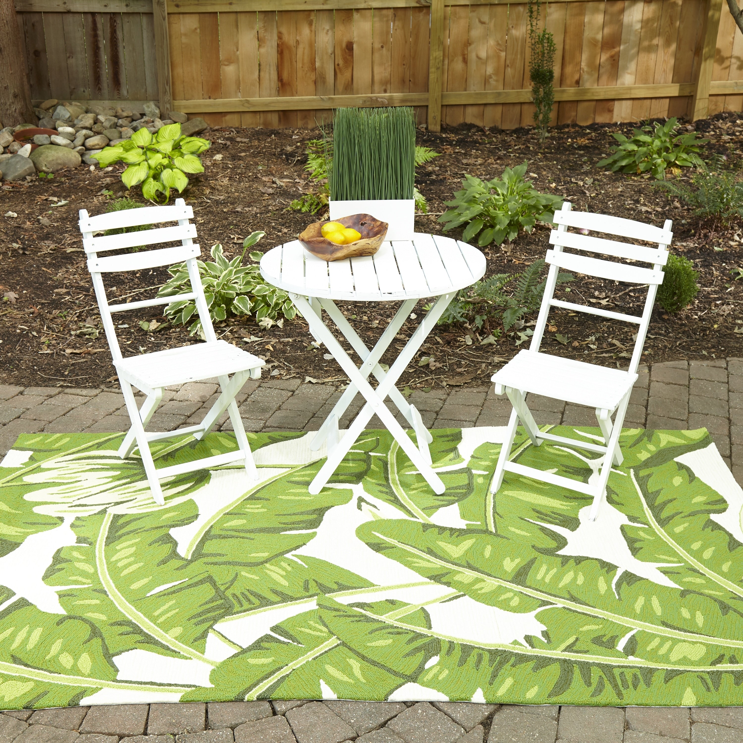 Momeni Veranda Circles Green White Indoor Outdoor Botanical Area Rug 8 X 10