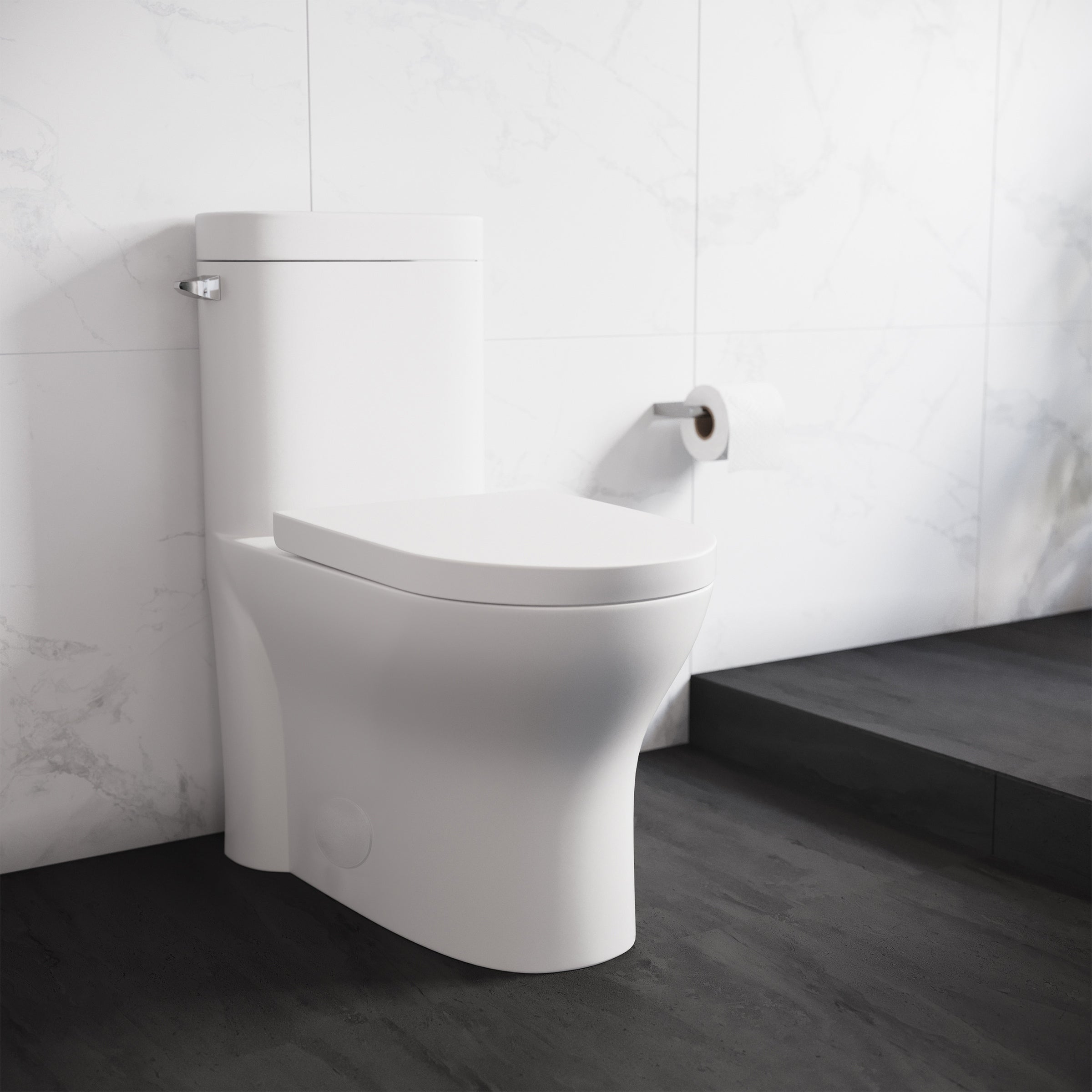 Monaco One Piece Elongated Left Side Flush Handle Toilet 1.28 Gpf N A