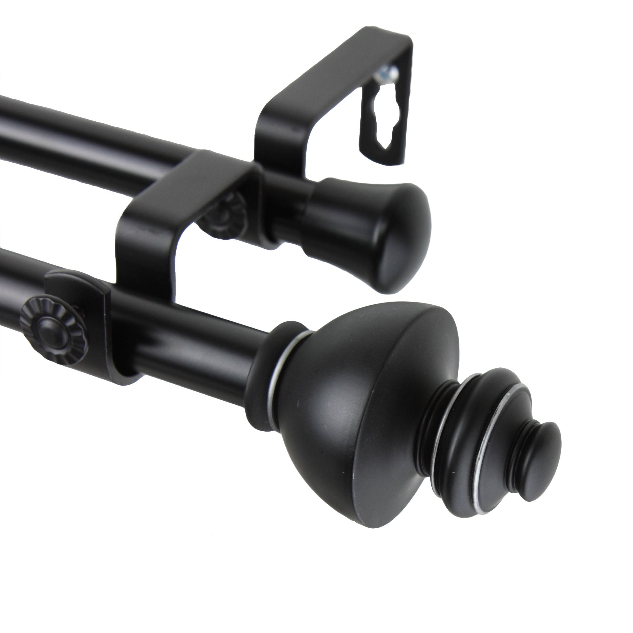 Instyledesign Monarch Adjustable Black Double Curtain Rod Set