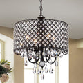 Monet 4 Lights Black Finished 17 Inch Crystal Round Chandelier
