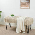Serenta Mongolian Lamb Shaggy Faux Fur Ottoman Bench With Hairpin Legs