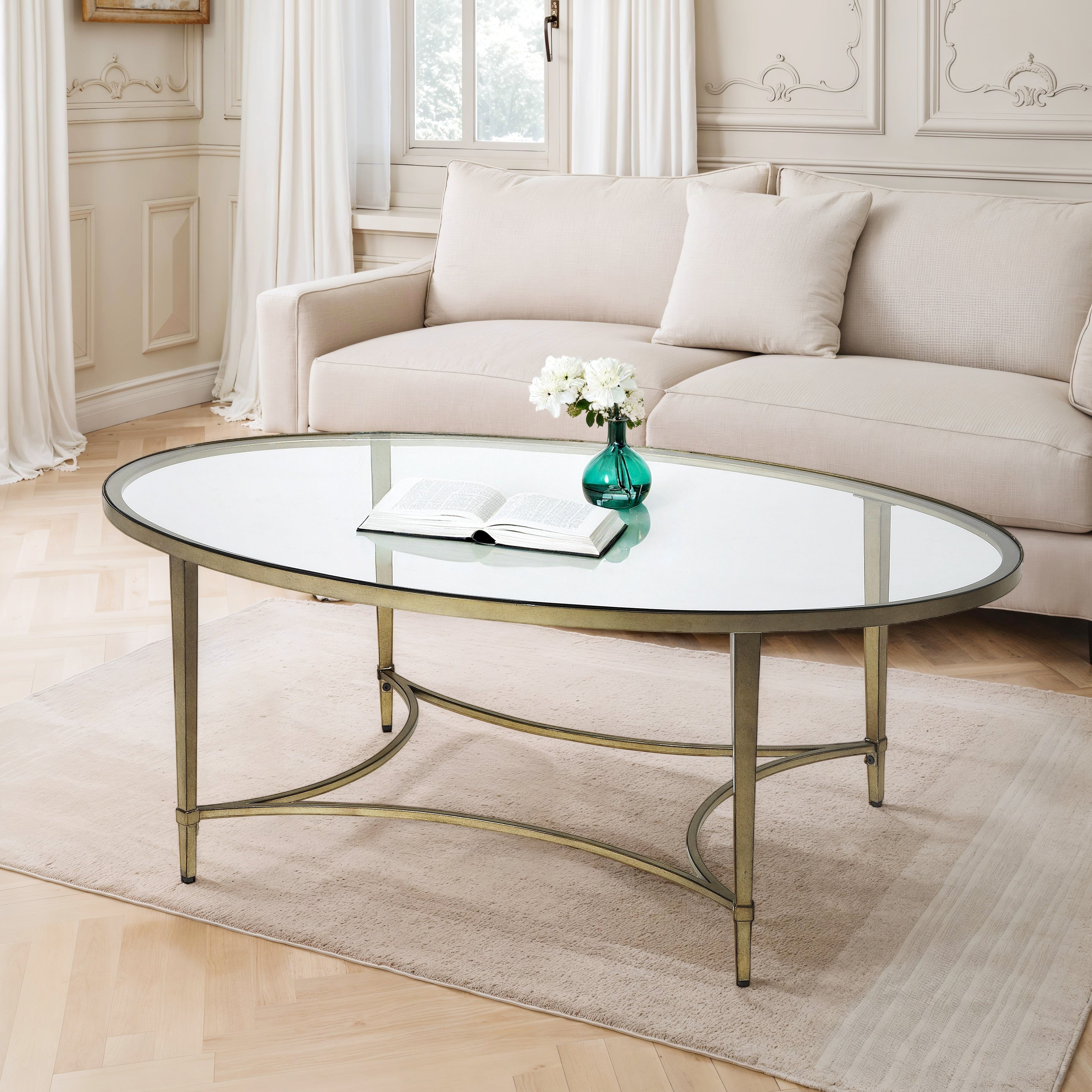 Butler Monica Gold Oval Metal Coffee Table