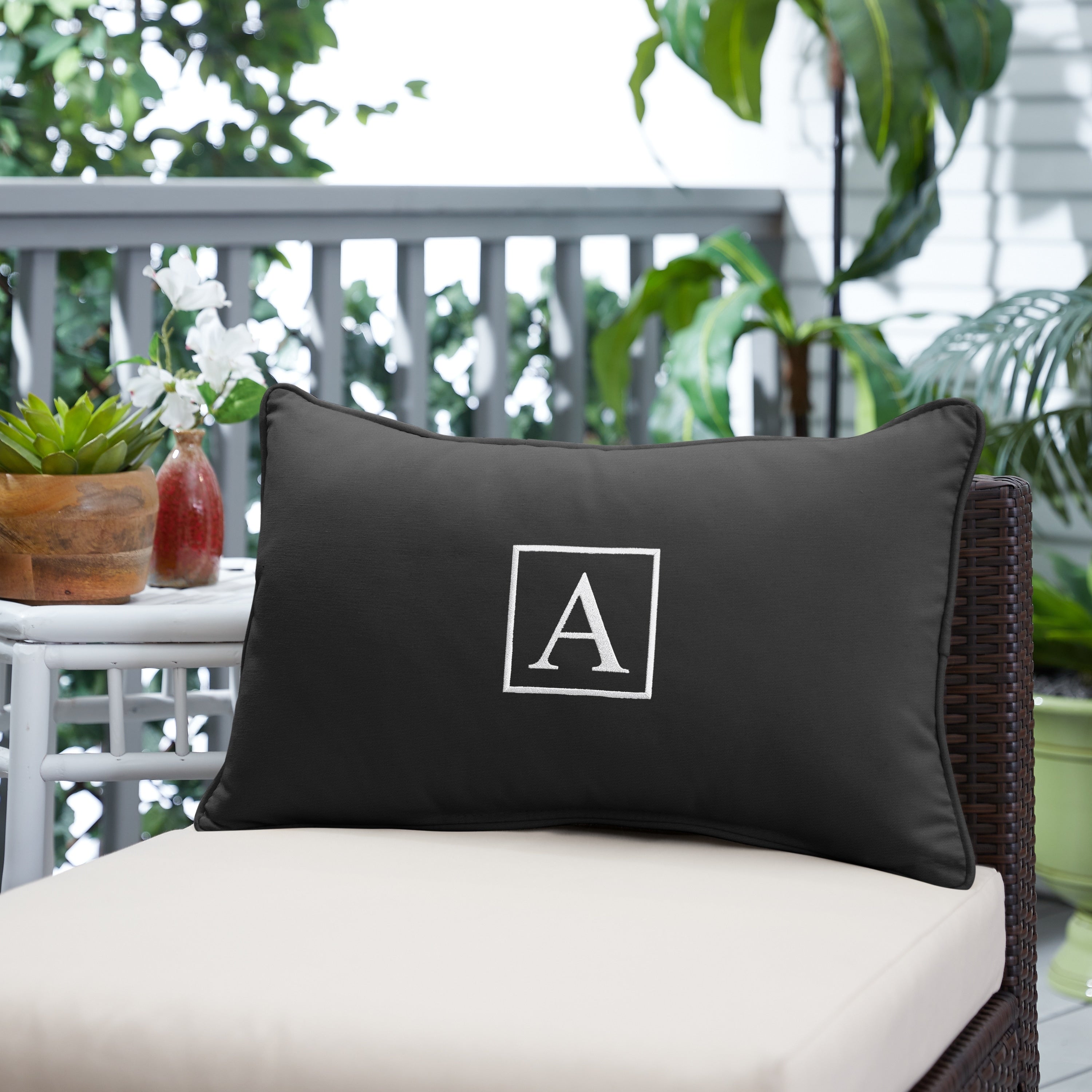 Havenside Home Monogram Corded Single Lumbar Pillow