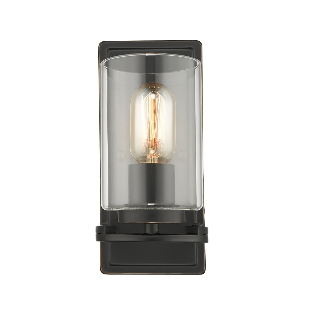 Monroe 1 Light Wall Sconce In Black With Clear Glass