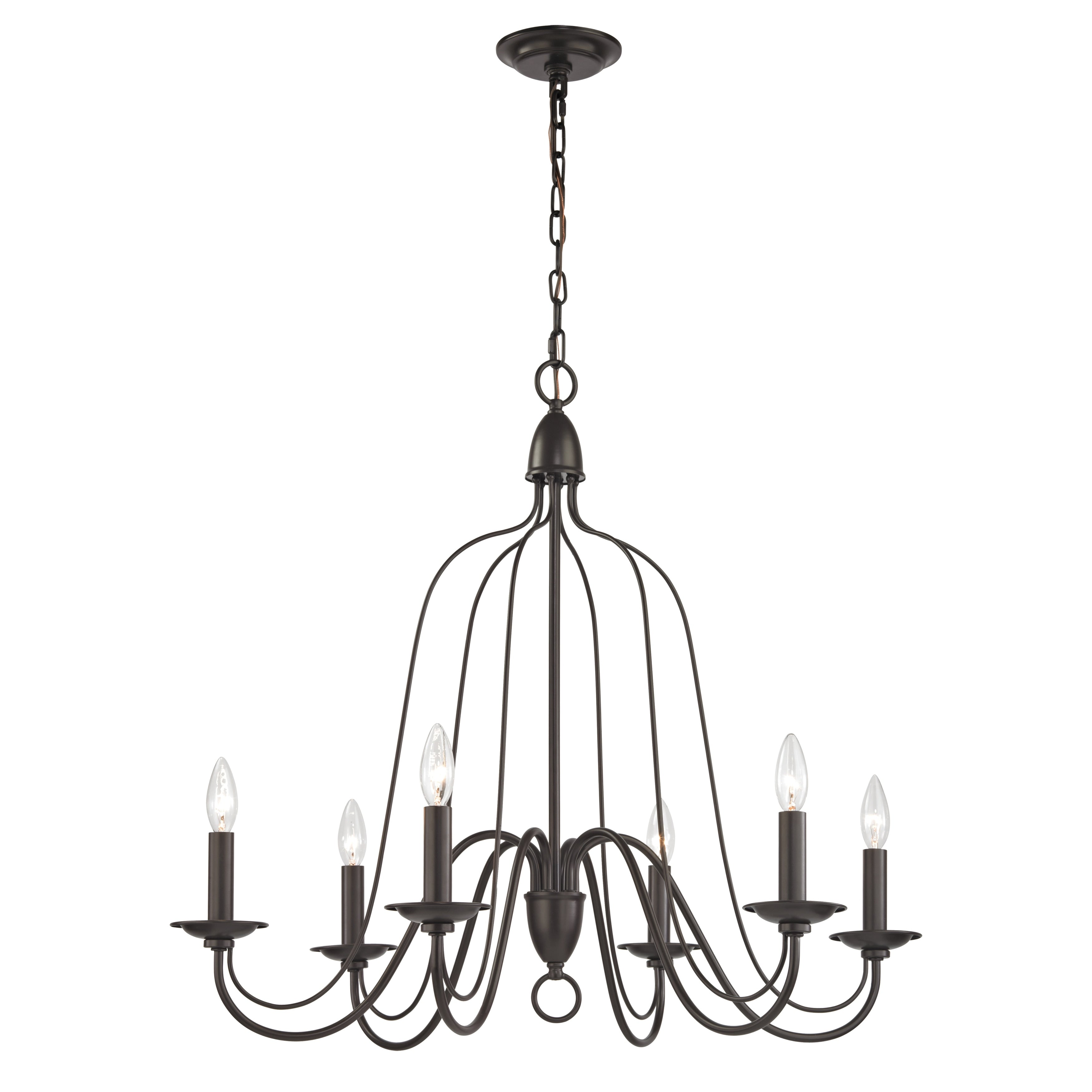 Monroe 30 Inch Wide 6 Light Chandelier In Oil Rubbed Bronze 30In W X 30In D X 27In H