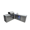Mont Alpi 120 W Stainless Steel L Shaped Outdoor Kitchen Island With Refrigerator Faucet Sink Combo 32 W 4 Burner Bbq Grill