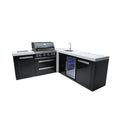 Mont Alpi 82 W X 88 D Black Stainless Steel L Shaped Outdoor Kitchen Island With Fridge Faucet Sink 32 W 4 Burner Bbq Grill