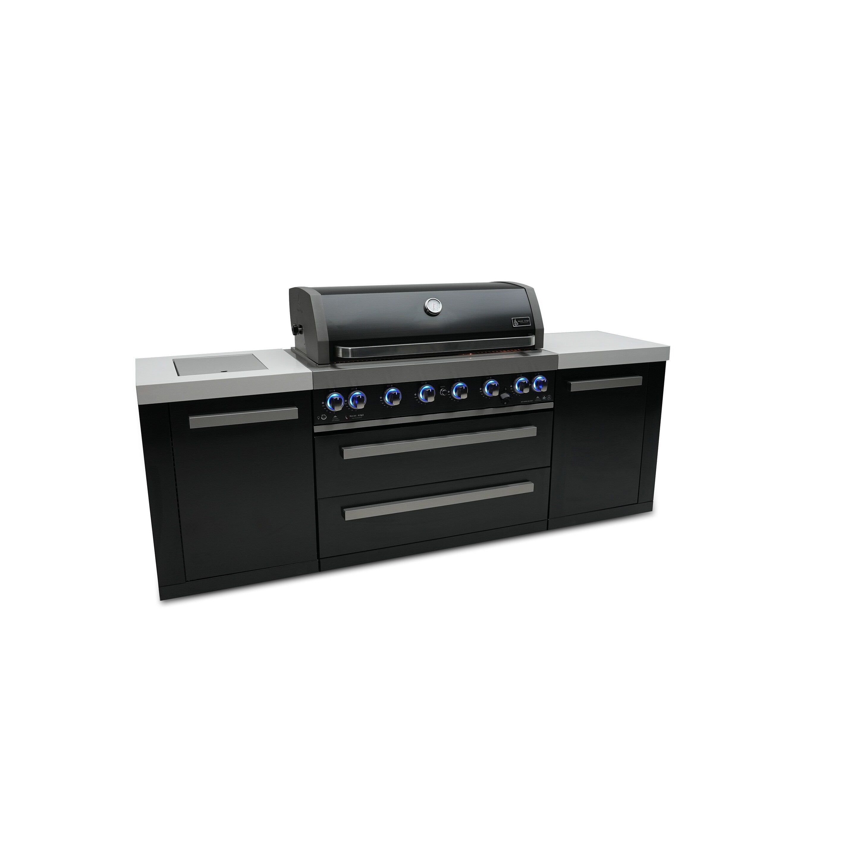 Mont Alpi 805 Black Stainless Steel Gas Island Grill