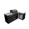 Mont Alpi Premium 82 W X 50 D Black Stainless Steel L Shaped Outdoor Kitchen Island With Refrigerator 32 W 4 Burner Bbq Grill