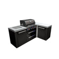 Mont Alpi Premium 82 W X 50 D Black Stainless Steel L Shaped Outdoor Kitchen Island With Side Burner 32 W 4 Burner Bbq Grill