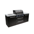 Mont Alpi Premium 84 W X 23 D X 46 H Black Stainless Steel Outdoor Kitchen Island With Side Burner 32 W 4 Burner Bbq Grill