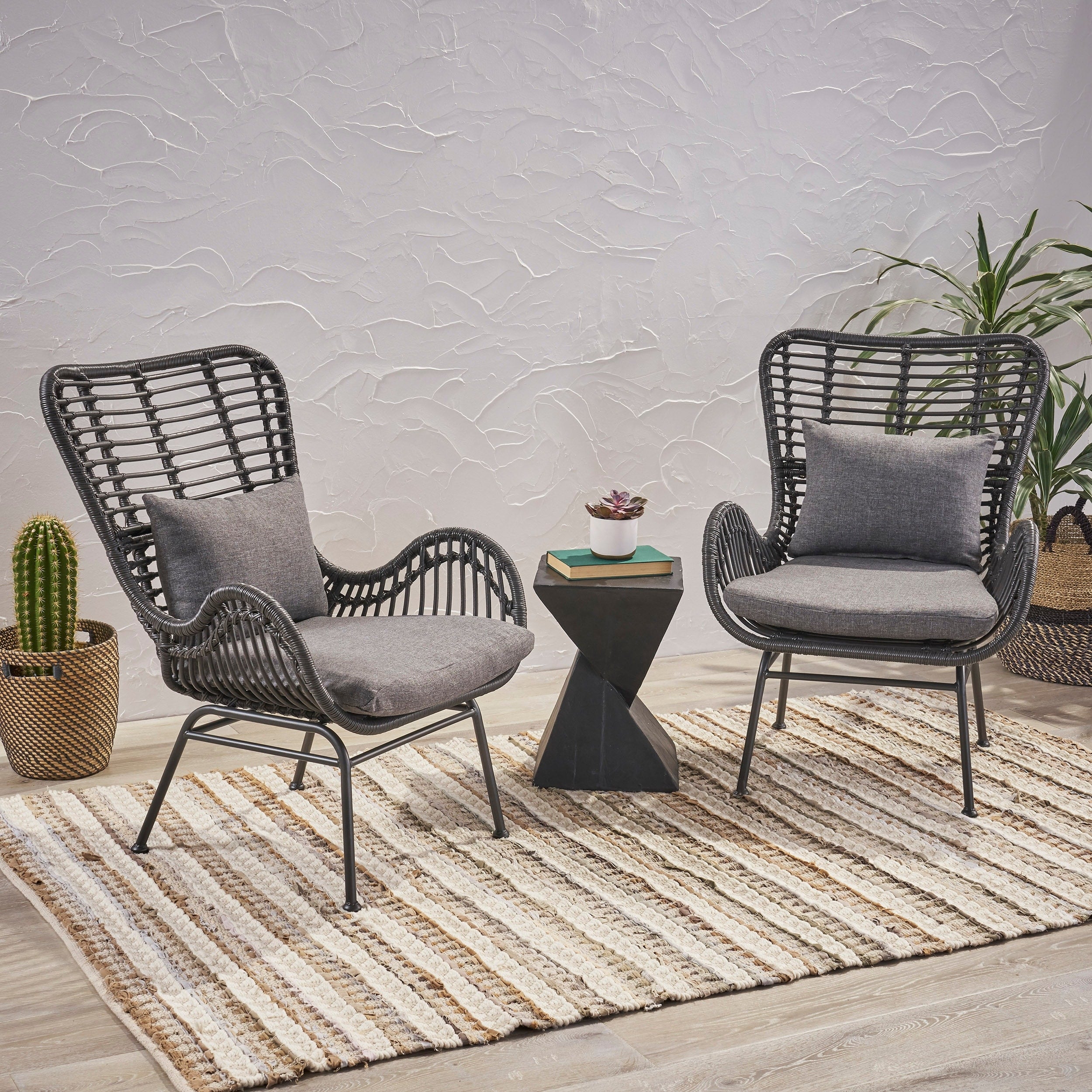 Montana Outdoor Wicker Club Chairs With Cushions Set Of 2 By Christopher Knight Home