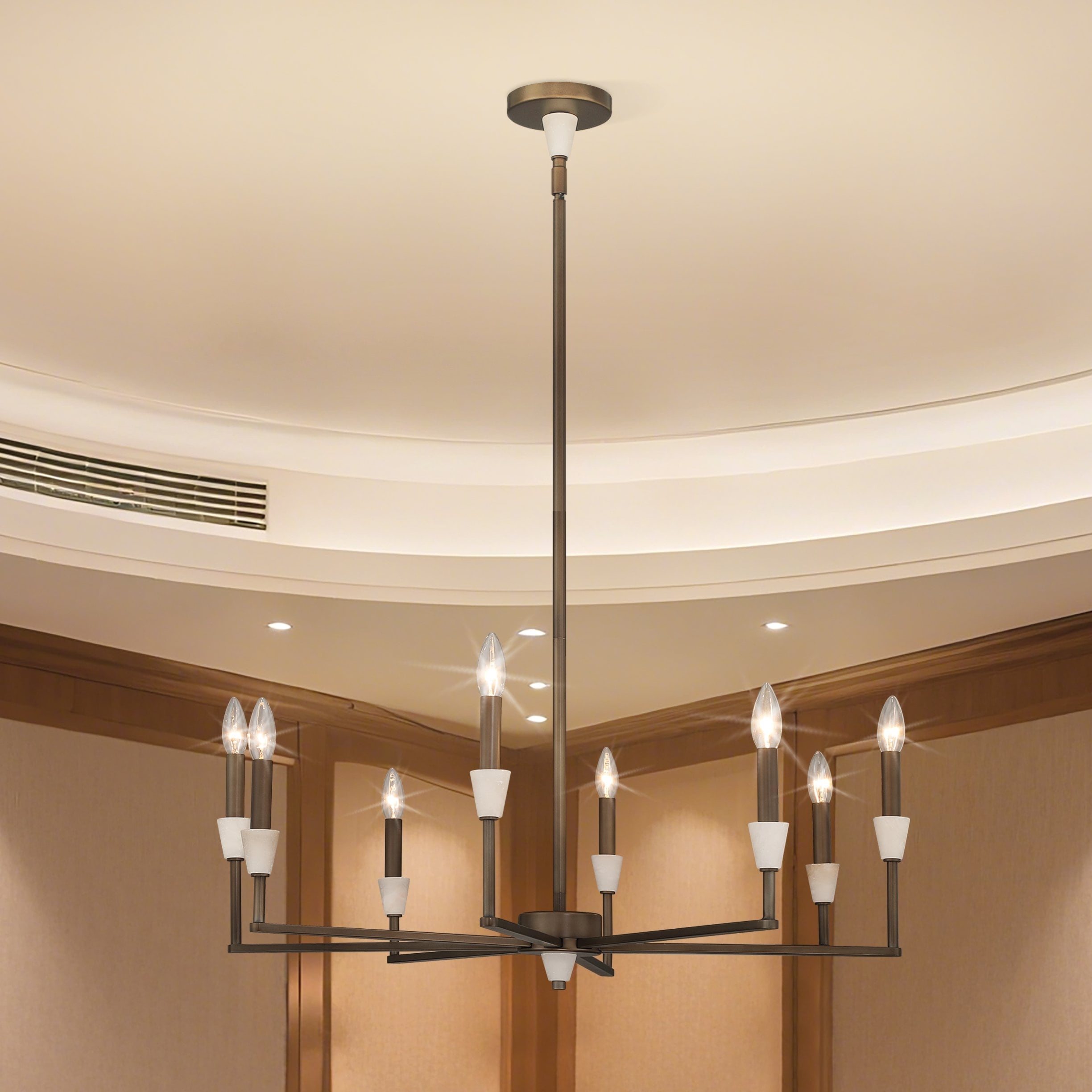 Montclair 32 Inch 8 Light Forged Bronze And Natural Alabaster Chandelier L 32 X W 32 X H 11 X M H 63