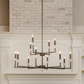 Montclair 38 Inch 12 Light Forged Bronze And Natural Alabaster Chandelier L 38 X W 38 X H 20.25 X M H 71.25