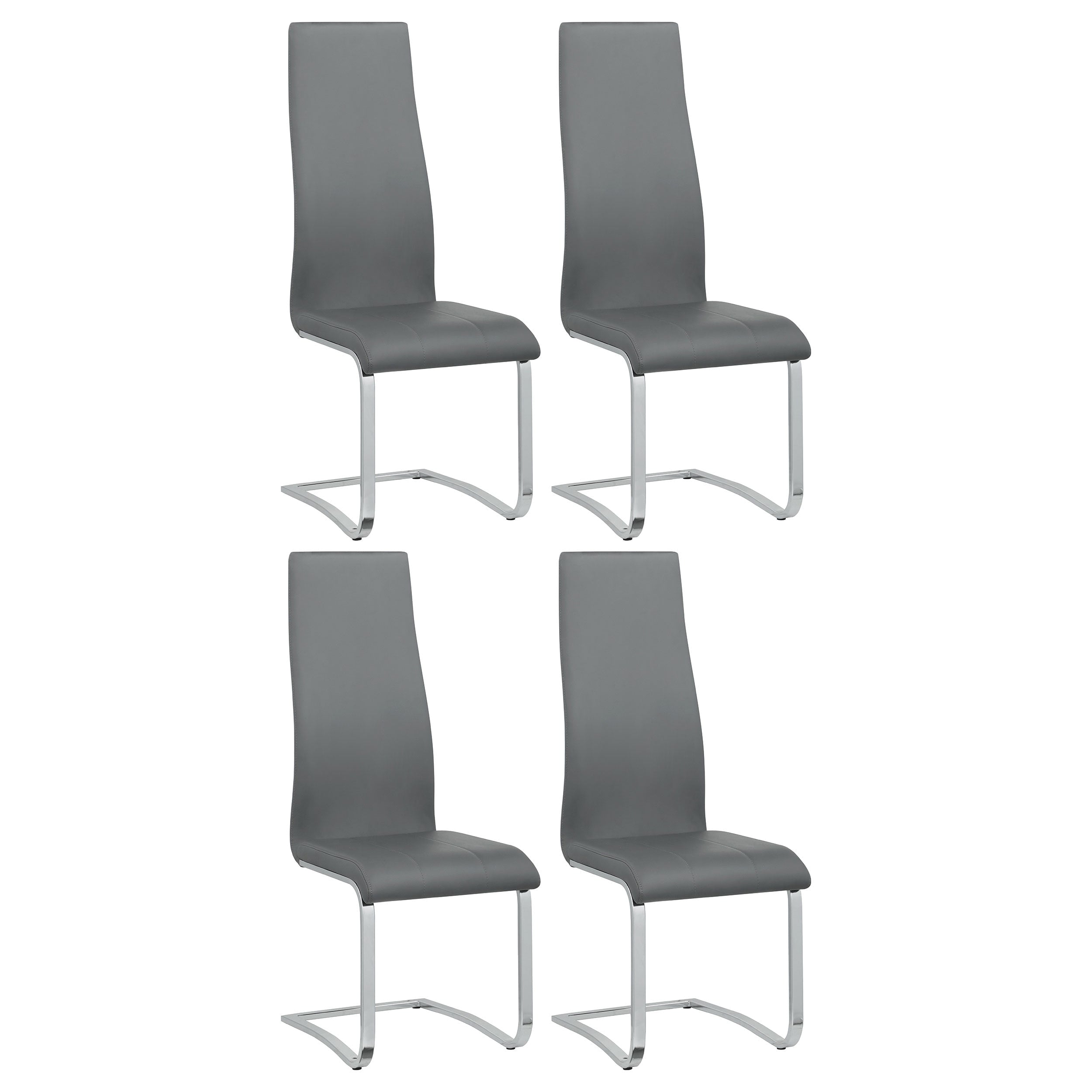 Contemporary White And Chrome Dining Chair 47.25 X 29.50 X 30