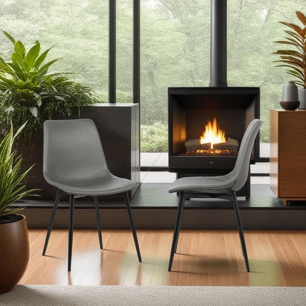 Armen Living Monte Black Faux Leather Dining Chair