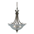 Monterey 3 Light Bronze Rustic Branch Bowl Pendant Clear Glass 20 In. W X 25 In. H X 20 In. D