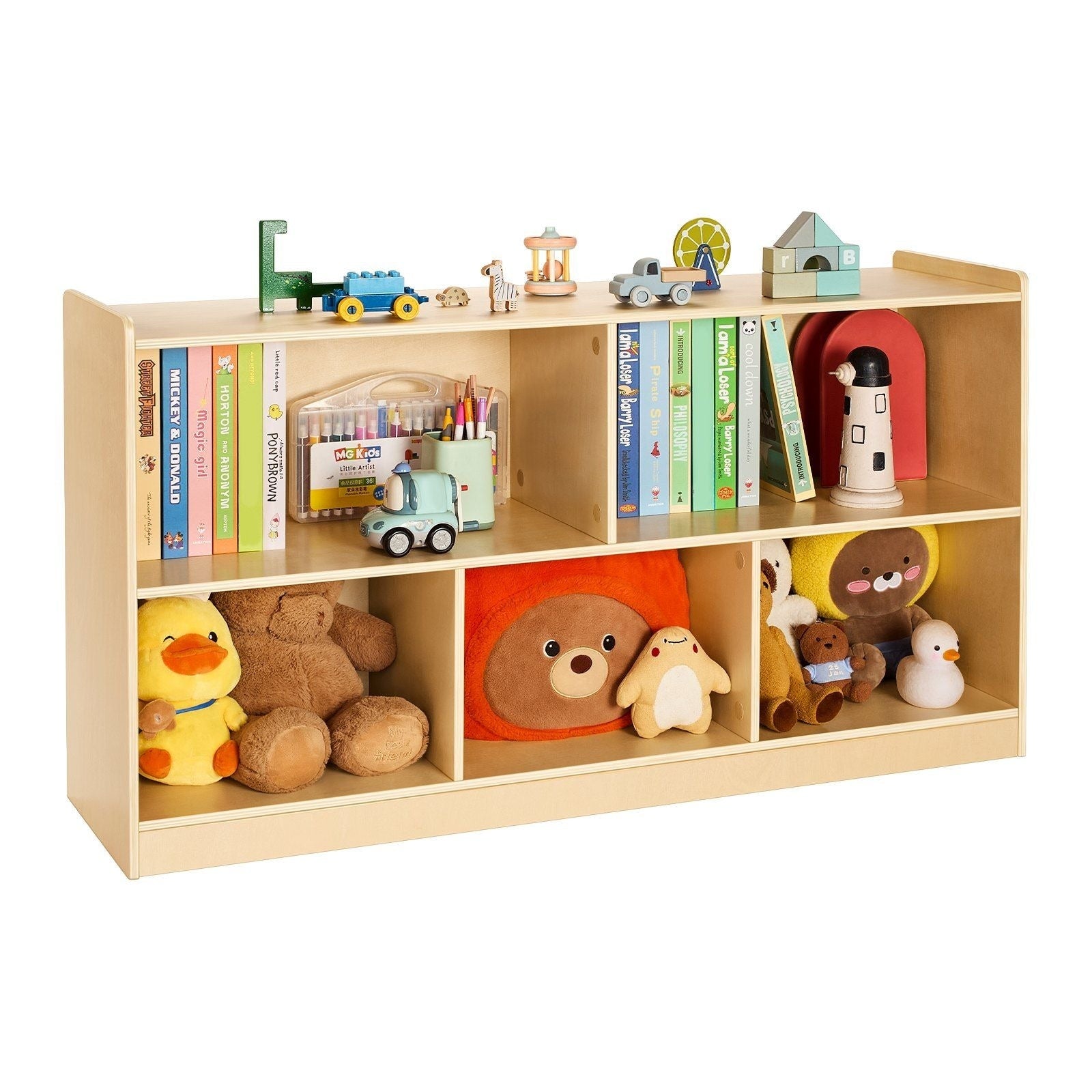 Montessori Bookshelf 45 In Width Toy Storage Organizer 5 Section Kids Display Storage Cabinet Daycare Furniture