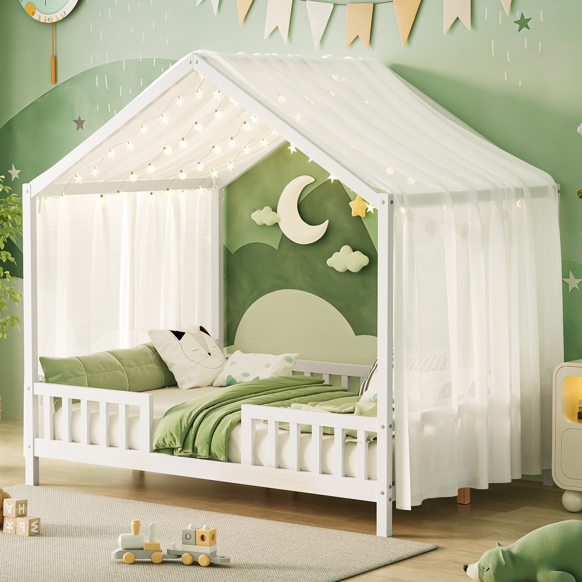 Montessori House Bed With Canopy For Kids