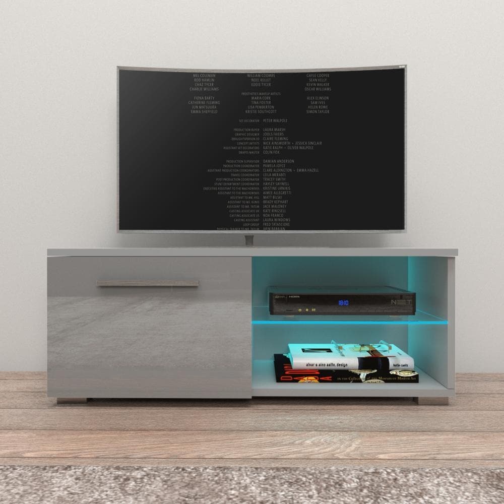 Moon 40.5 81 Tv Stand Matte Body High Gloss Doors With 16 Color Leds
