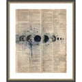 Moon Phases Ink Vintage Newspaper Page Lunar Cycle By Tradelink Inhouse Artist Wood Framed Wall Art Print